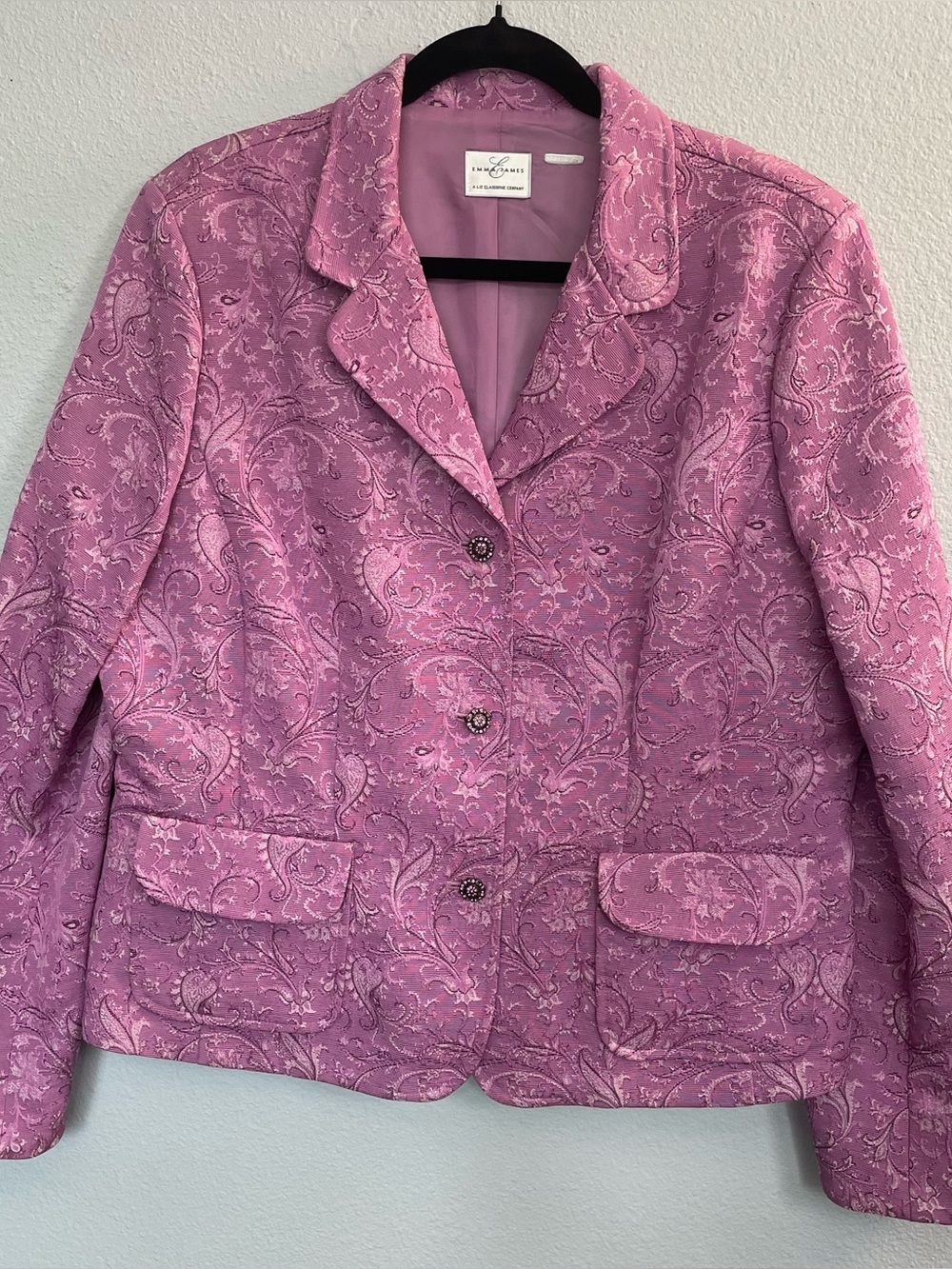 Vintage 90’s Emma James Liz Claiborne Oink Jacquard Blazer Jacket size Large